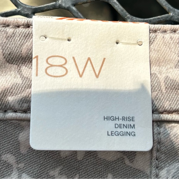 Anthropologie PILCRO NWT  Womens High Rise Denim Leggings 18W Beige/Taupe Print - Picture 5 of 11